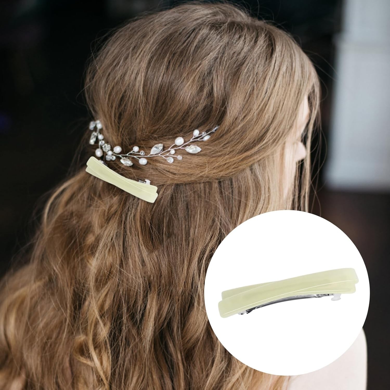 4Pcs French Barrette Hair Clips for Women Goody Barrettes Small Tortoise Shell C