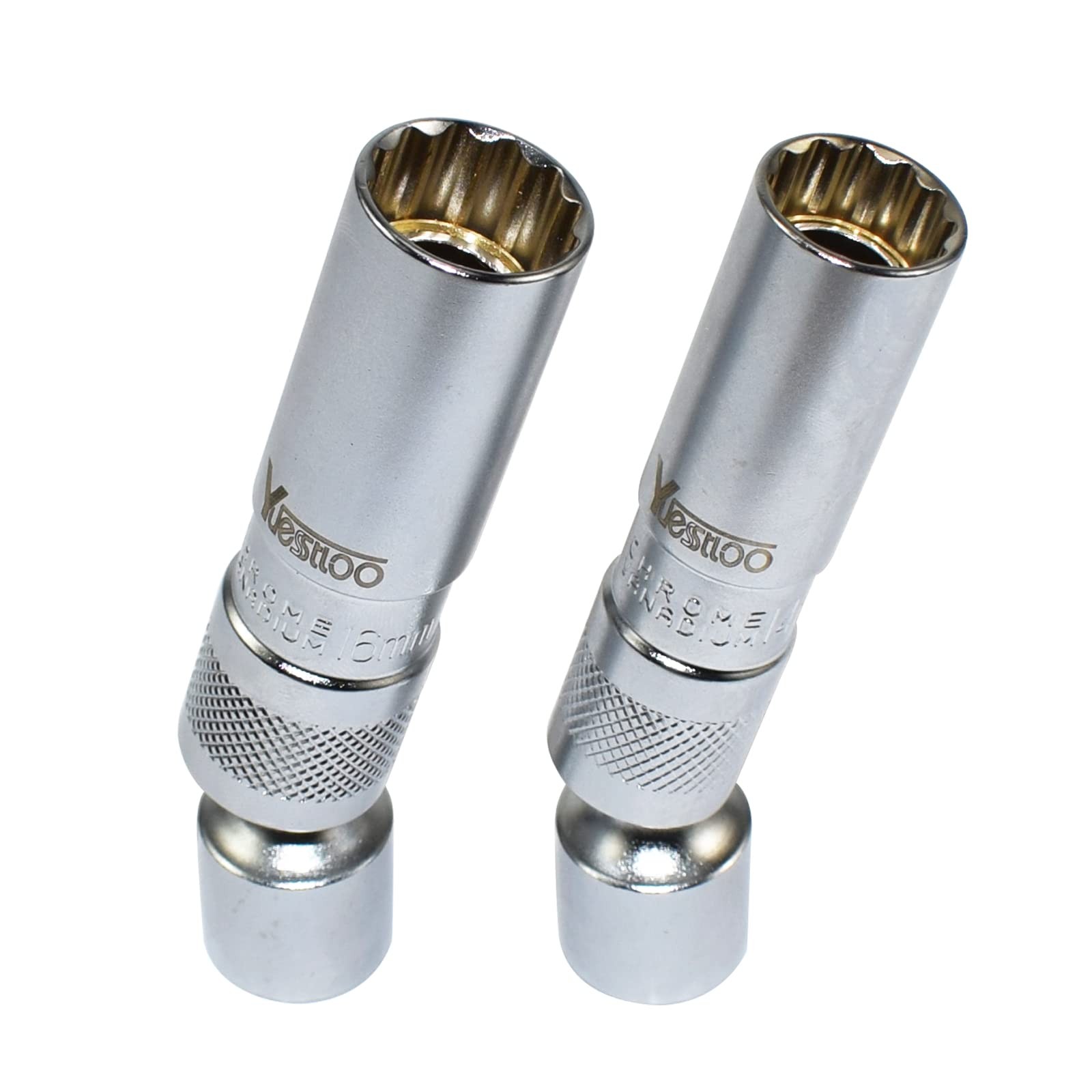 Yuesstloo 14mm  16mm Magnetic Swivel Spark Plug Socket, 2 Pcs Thin Wall 3/8 I...