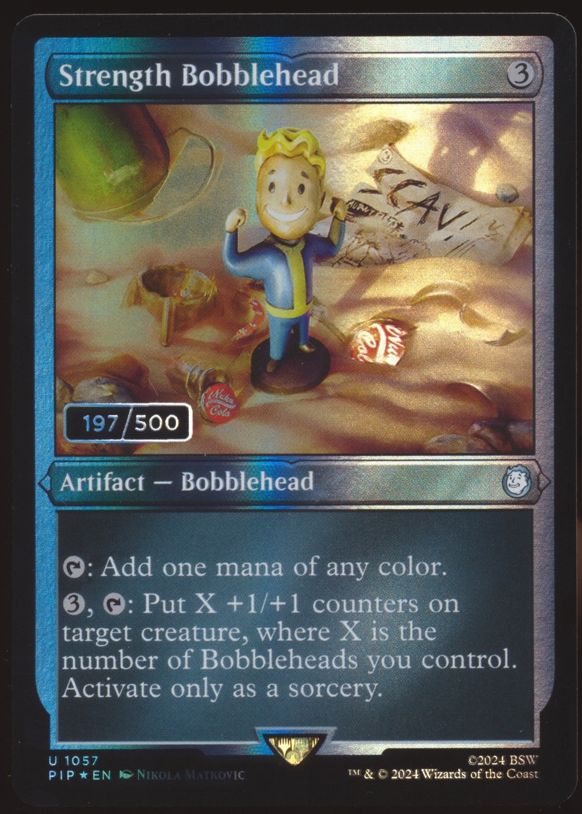 Magic the Gathering Card- FALLOUT Strength Bobblehead SERIALIZED 197/500