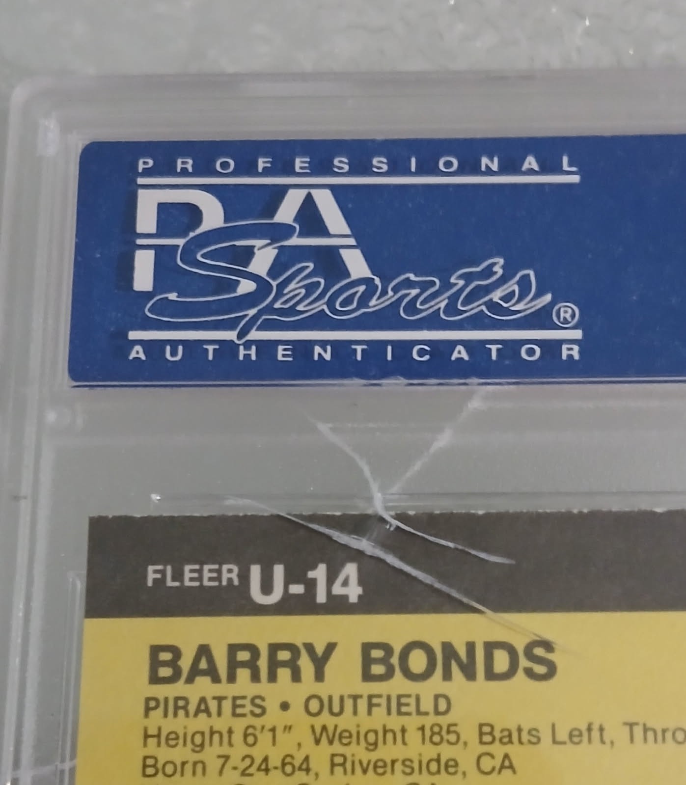1986 Fleer Update Barry Bonds ROOKIE PSA-8 *Cracked PSA Case* Card U-14 view 4