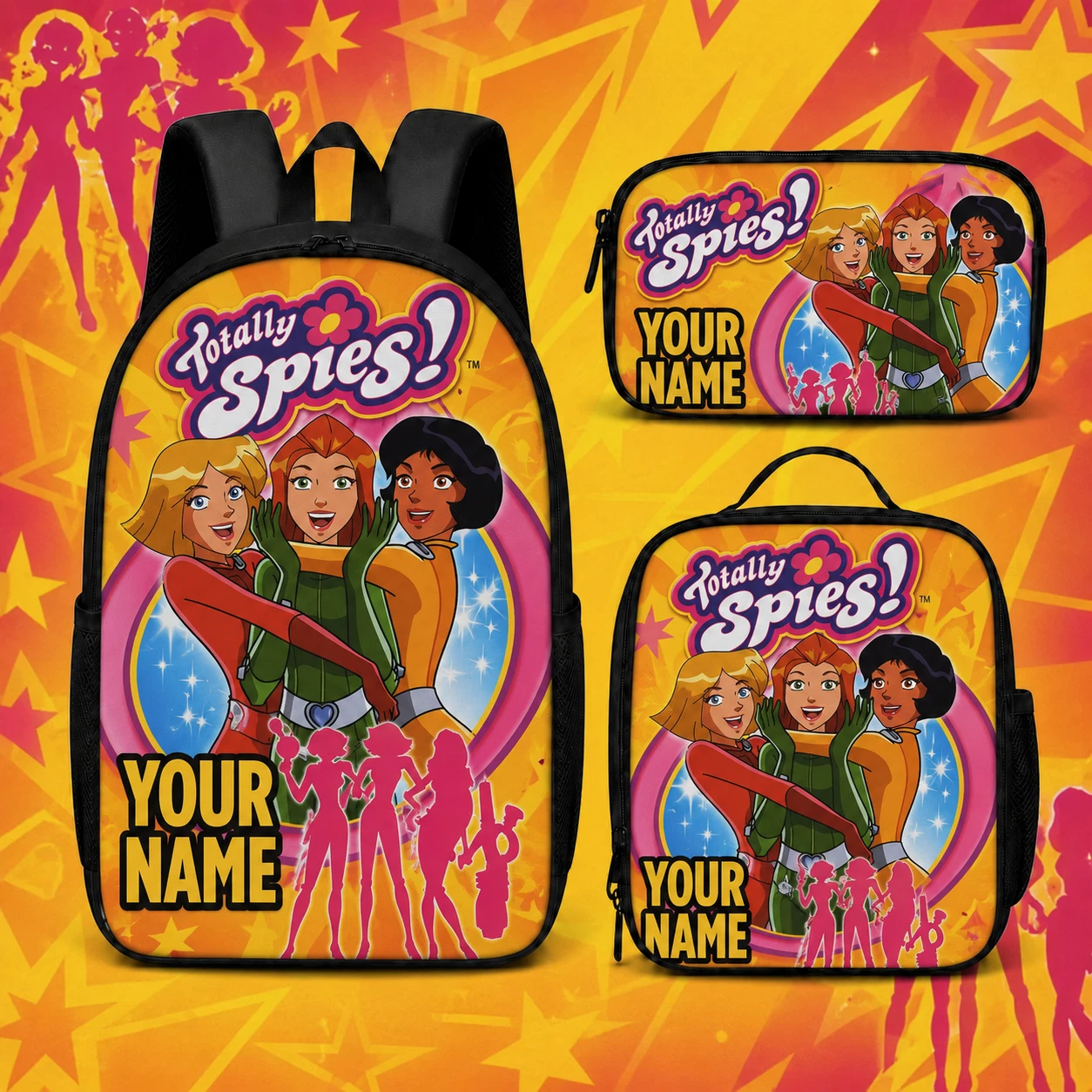 Personalized Totally Spies Backpack, Custom Name Girls School Bag, Cartoon Spy B