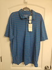 Tommy Bahama IslandZone Active Polo Shirt Mens XLTG Blue Stripe Short Sleeve