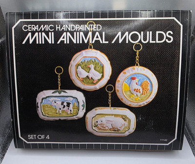 Vintage 1984 Action Industries Ceramic Animal Molds - Set of 4 - New In Box