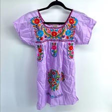 Mexico Oaxaca handmade embroidered Mexican boho A-line dress sz XS