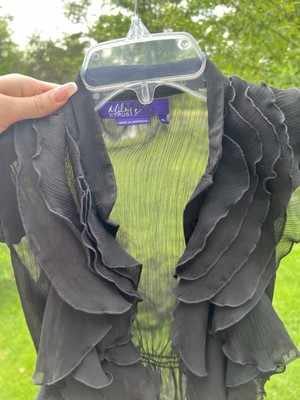 2000 s Miley Cyrus Black Sheer Ruffled Mesh Top Vintage