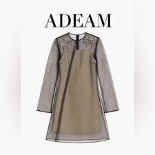 Adeam Swarovski Embroidered Organza Dress Amethyst Purple Sheer Silk Size2 Japan