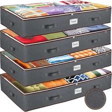 Under Bed Storage Bins - Pack Of 4 Under The Bed Storage Containers For Clothes