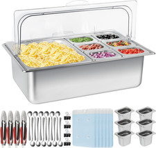 Pizza Topping Station 13 Pans Stainless Steel Salad Bar for Home