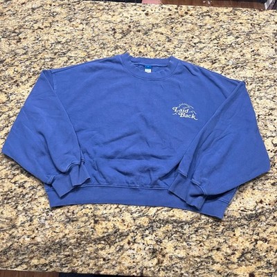 Old Navy Womens Blue Laid Back Easy Going Graphic Cropped Sweatshirt Large