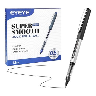 EYEYE 0.5mm Black Pens 12 Pack, Extra Fine Point Rollerball Pen Quick Dry, Li...