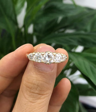 Vintage Inspired CZ Round Cut 5 Stone Delicate Anniversary Gift Ring in Silver