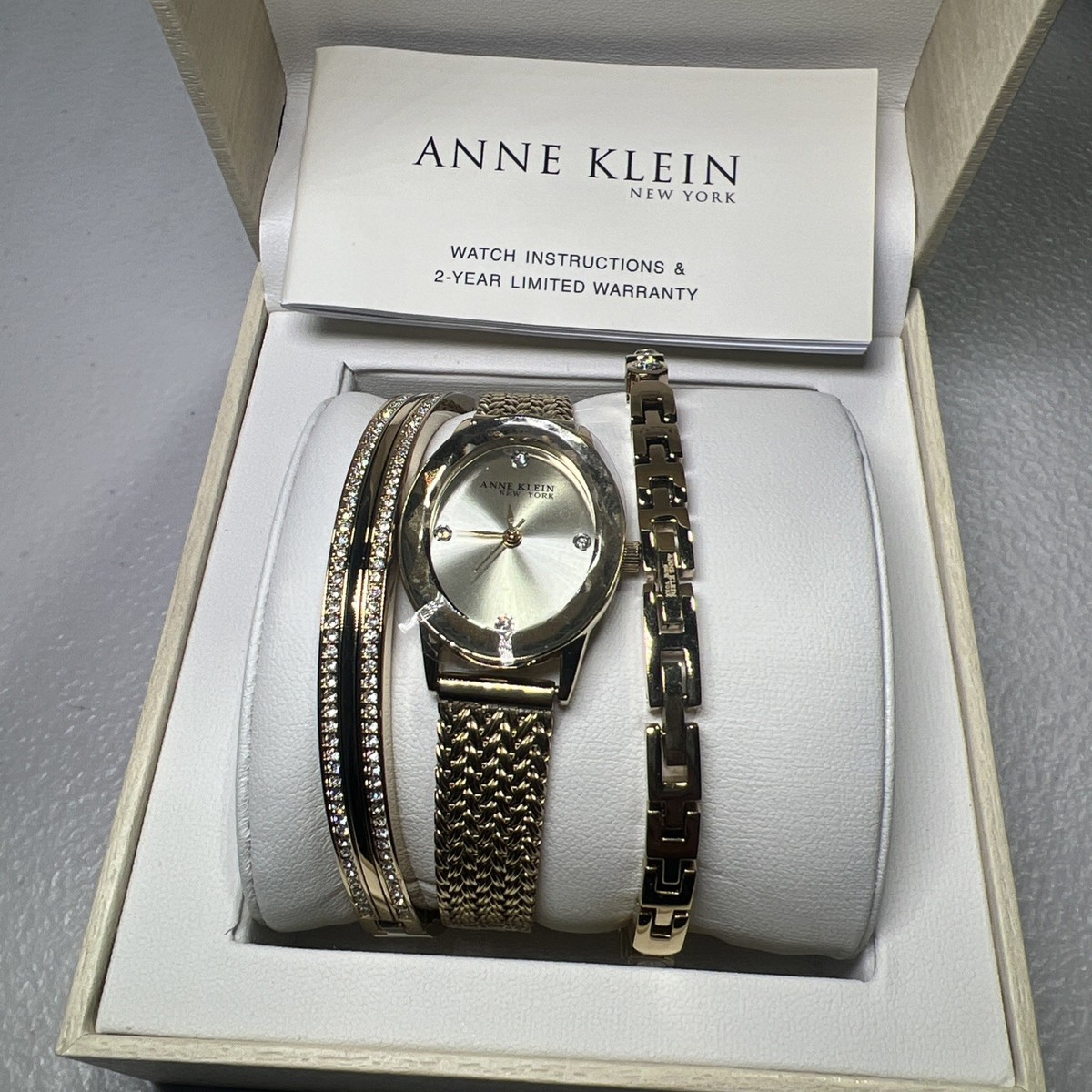 Anne Klein New York Crystal Accented Women\'s Watch And Bracelet Set 12-7786GPST Anne Klein New York Premium Crystal Accented Bangle Women main image 4