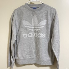Adidas Originals Women Size Small Gray Crew Neck Sweatshirt Double Logo Pullover