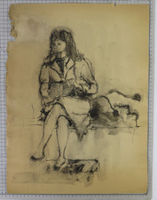 BOZZETTO ORIGINALE OPERA DELLA PITTIRCE SILVIA GILETTI DOPPIO RITRATTO B19.3