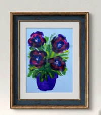 Original Art Blooming 9x12 Canvas Expressionism Abstract Design Home Art