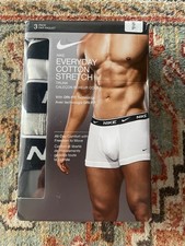 NEW 3 PACK MENS NIKE DRI FIT ESSENTIAL COTTON STRETCH TRUNK 4  SIZE S HEM
