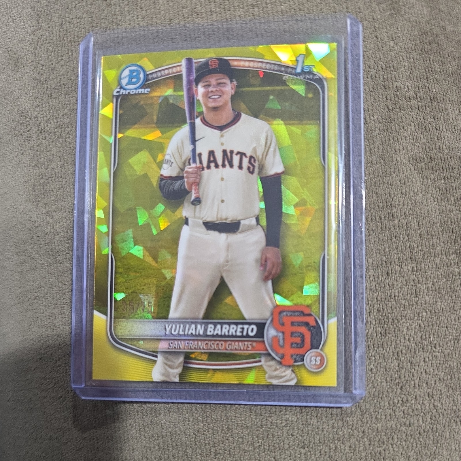 YULIAN BARRETO 2025 BOWMAN CHROME 1ST SAPPHIRE YELLOW REFRACTOR /75