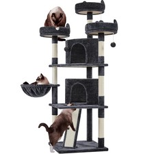 68.5in Cat Tree for Large Cats, Multi-Level Cat Tower with 3 Wide Perches, Black