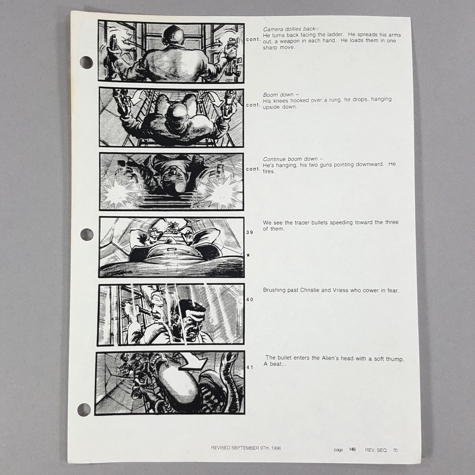 Image 2 of Alien: Resurrection - Production Used Storyboard, Alien Attacks Crew, Movie Prop