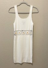 NWT Forever 21 White Floral Daisy Cut Out Bodycon Boho Mini Dress Med Runs Small