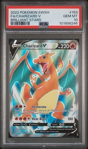 Charizard V (Full Art) 153/172 Swsh09: Brilliant Stars Holo PSA 10