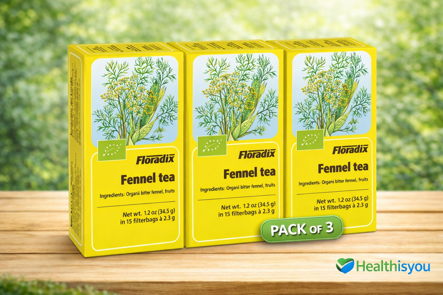 Floradix Fennel Herbal Tea 15 Bags Pack of 3 Digestive Support Bloating Relief