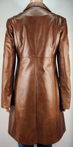 Danier leather coat women S brown thermolite pockets bell sleeves - Picture 3 of 9