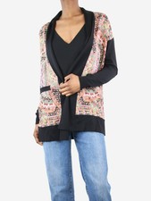 Etro Black Printed Wool Long Cardigan - Size Uk 6