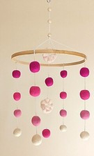 Baby mobile Wool Pompom Nursery Handmade Felt