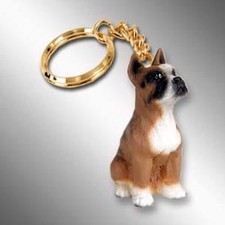 BOXER Cropped Ears Dog Tiny One Resin Keychain Key Chain Ring