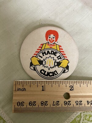 Ronald McDonald I Made It Click Pinback Button 2-1/8  Y-25