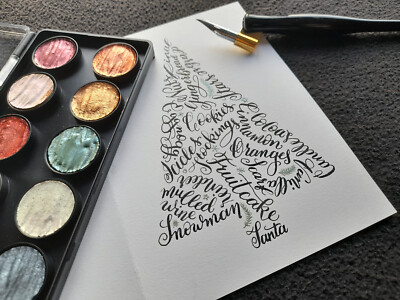 POSTKARTE | WEIHNACHTSKARTE handmade engl. | Kalligraphie | A6 | *NEU*
