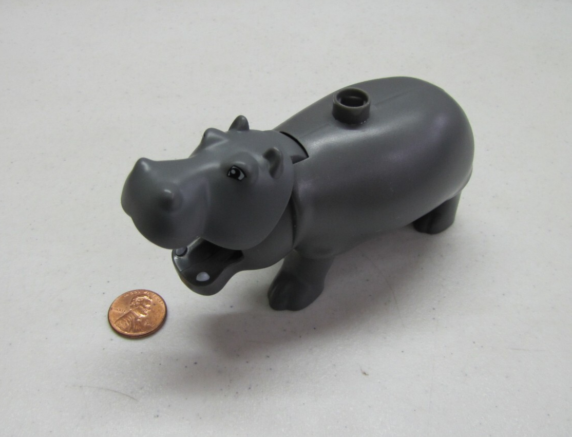 New! Lego Duplo Grey Hippo Hippopotamus Mouth Opens & Closes