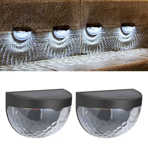 2Pcs Outdoor Solar 6 LED Deck Lights Path Garden Patio Pathway Stairs Step Lamps