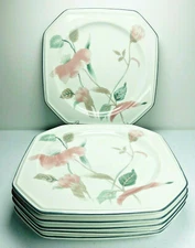 Mikasa Silk Flowers Salad Plates SET of 6 Dessert Continential F3003 8 3/8” Dia