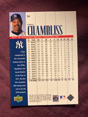 2000 Upper Deck Yankees Legends #34 Chris Chambliss Baseball Card