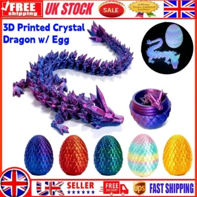 3D Printed Dragon in Egg Crystal Dragon Full Articulated Dragon Colourful Decor