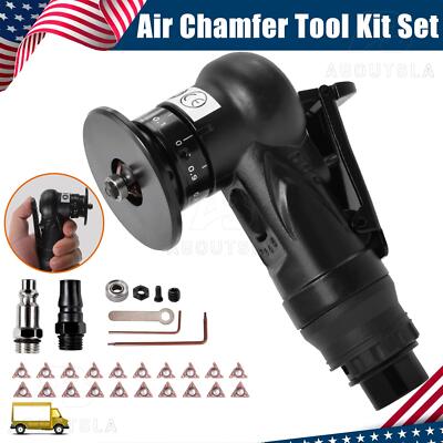 Pneumatic Chamfering Machine Metal Trimming Air Chamfer Beveling Tool + Inserts