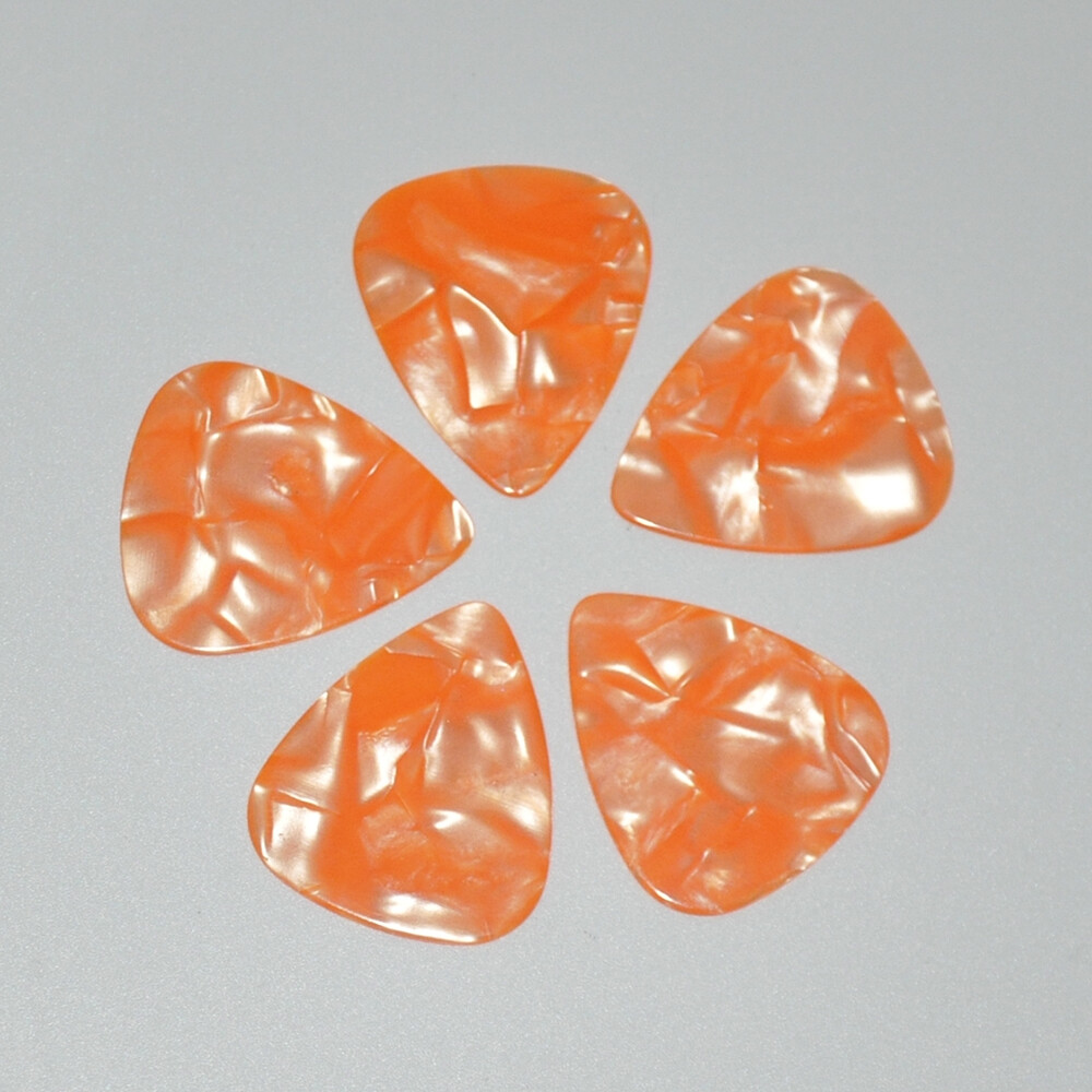 Lots of 50pcs Medium 0.71mm Celluloid Guitar Picks Plectrums Orange Pearl New