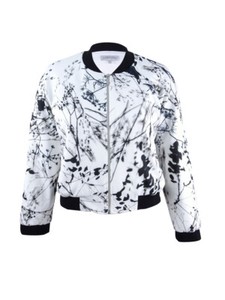 plus size floral bomber jacket