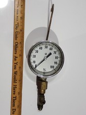 Vintage 1850 Ashcroft 100 psi Pressure Gauge Made in USA Chrome case - WORKS