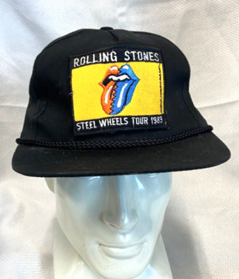 Vintage ROLLING STONES 1989 Steel Wheels Tour Band Snapback Hat | eBay