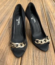Chanel Chain Link Quilted Peep-toe Pumps Size 38.5