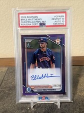 2024 Bowman #CPA-BM Brice Matthews Chrome Auto Purple Refractor #/250 PSA 10/10