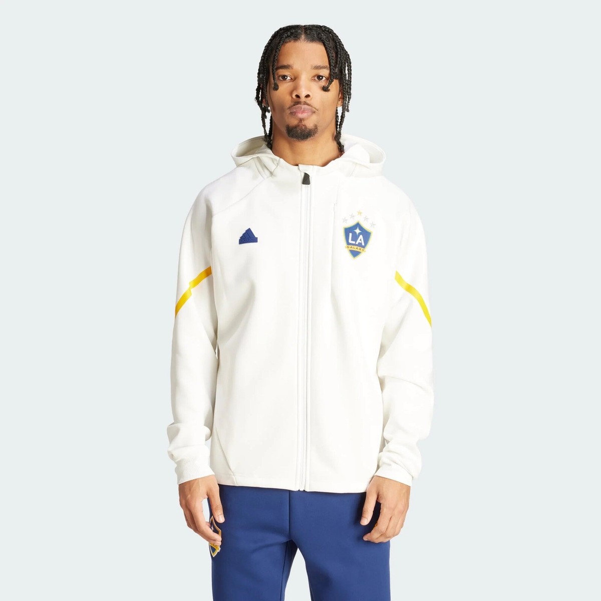 Adidas LA Galaxy MLS GameDay Anthem Full-Zip Jacket White Mens Sz