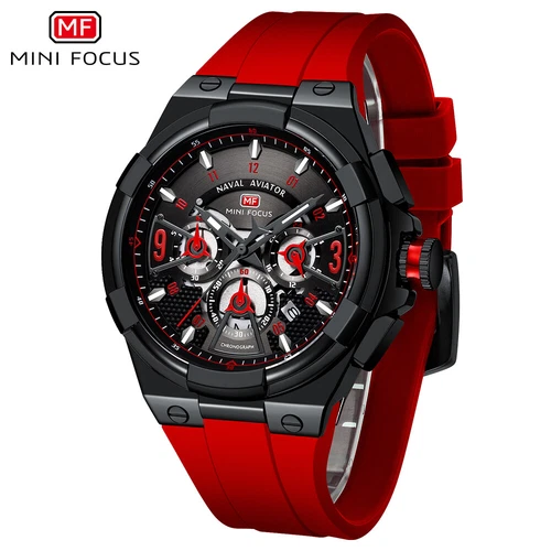 MINI FOCUS Herren Chronograph Multifunktion Stahl Uhr Silikonband Armbanduhr - Bild 9 von 29