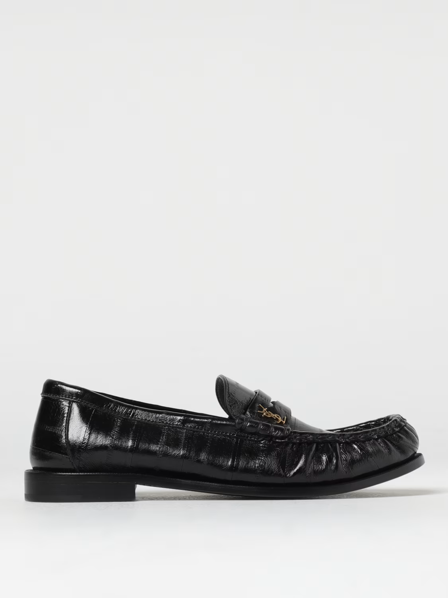 $1,100 SAINT LAURENT Le Loafer Penny Slippers in Eel | Black