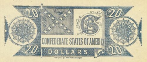 $20 Confederate States Chemicograph Banknote Civil War 1883 2nd Print PMG UNC62 - Picture 3 of 4