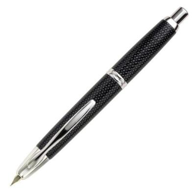Pilot Vanishing Point Fountain Pen - Black Carbonesque & Rhodium - 18K Stub Pt.