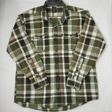 RedHead XL Long Sleeve Button-Up Green Check Plaid Ripstop Cotton Flannel Shirt